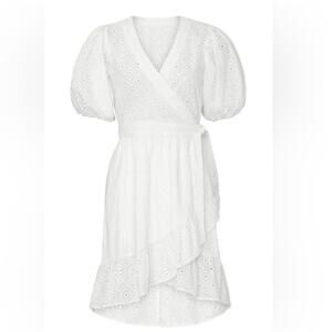Scotch & Soda Broderie Anglaise Wrap Cotton Dress in White Size XS